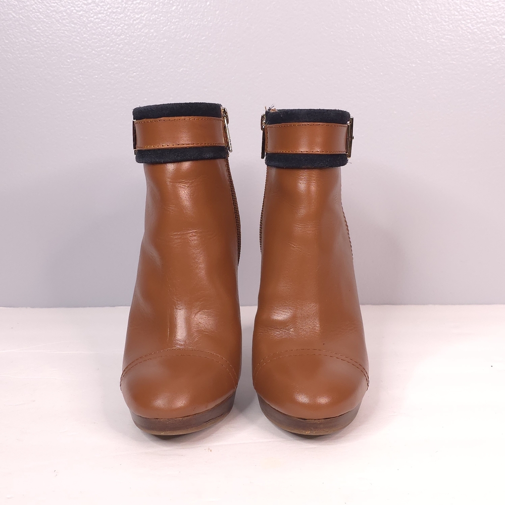 Tory Burch Cognac/Navy Belinda Ankle Bootie - Picture 11 of 12